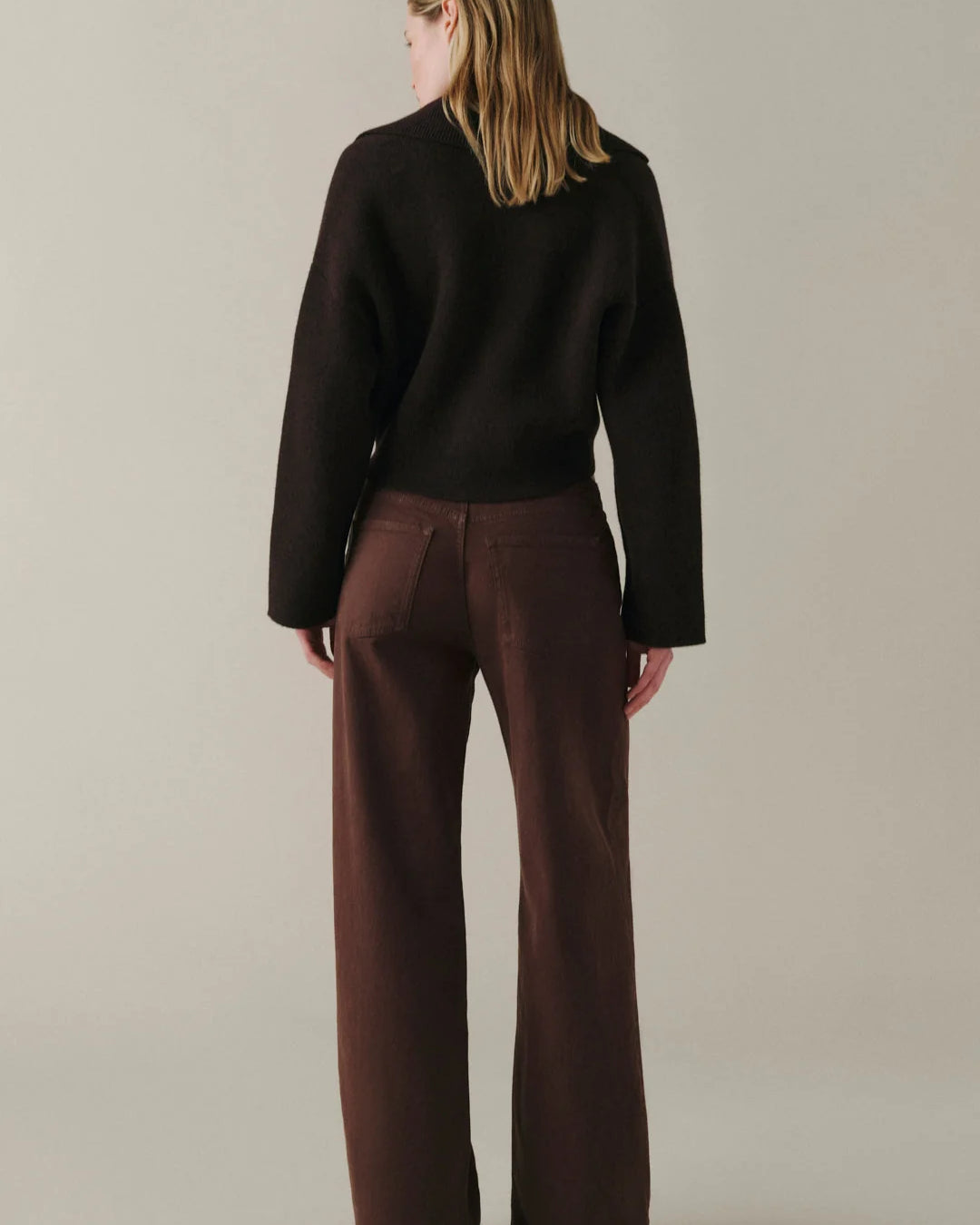 WARP + WEFT THE BIG EASY WIDE LEG JEANS - DARK ROAST