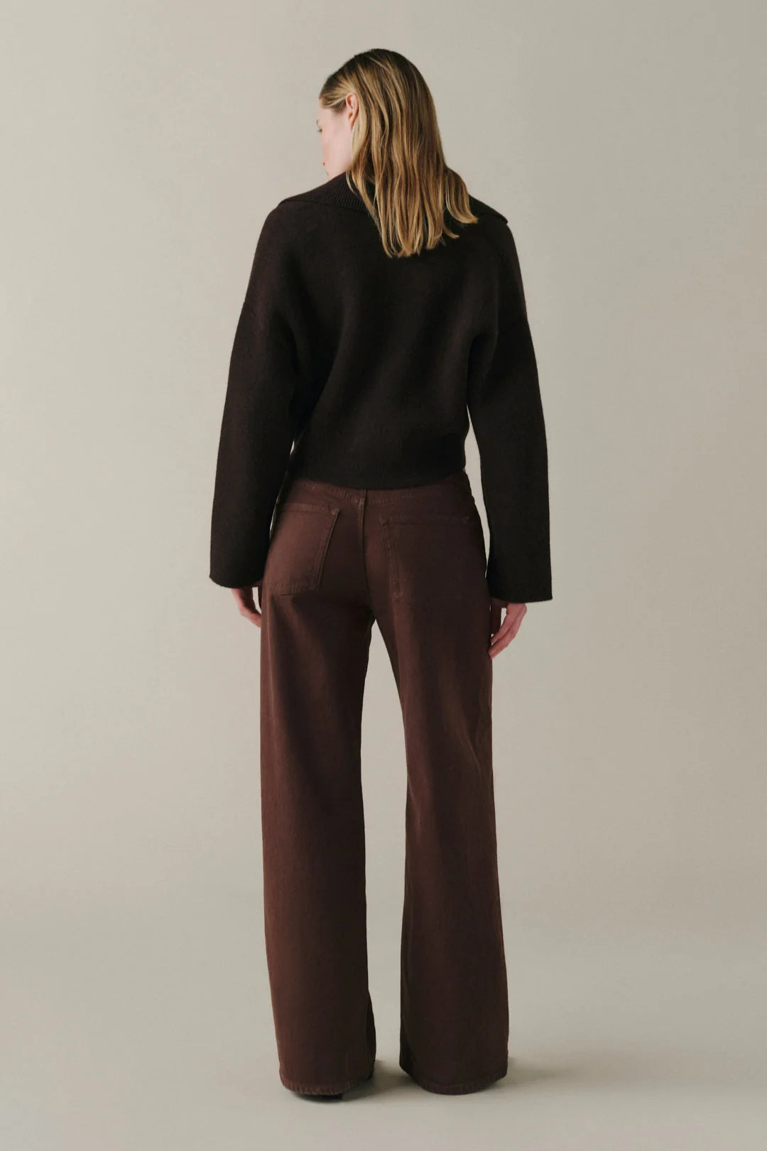 WARP + WEFT THE BIG EASY WIDE LEG JEANS - DARK ROAST