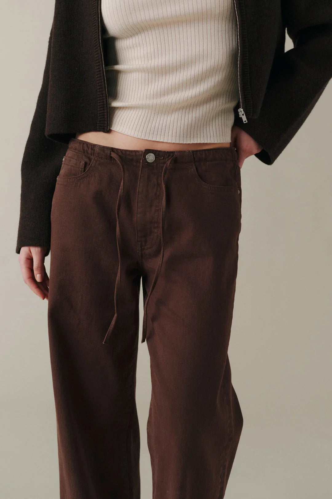 WARP + WEFT THE BIG EASY WIDE LEG JEANS - DARK ROAST