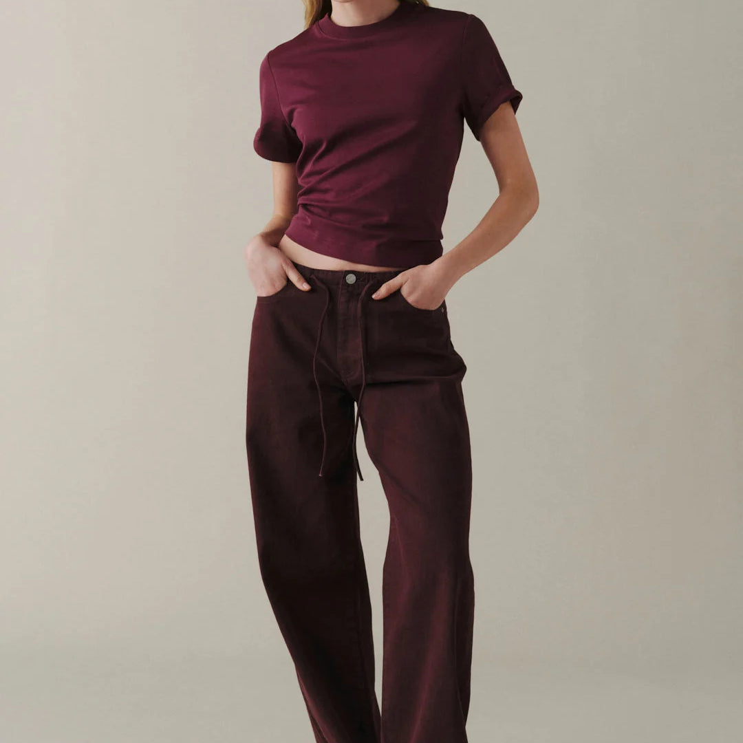 WARP + WEFT THE BIG EASY WIDE JEANS - GARNET