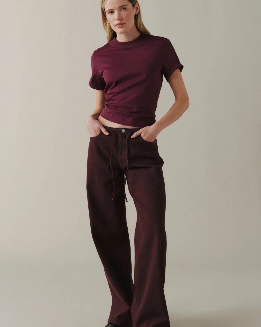WARP + WEFT THE BIG EASY WIDE JEANS - GARNET