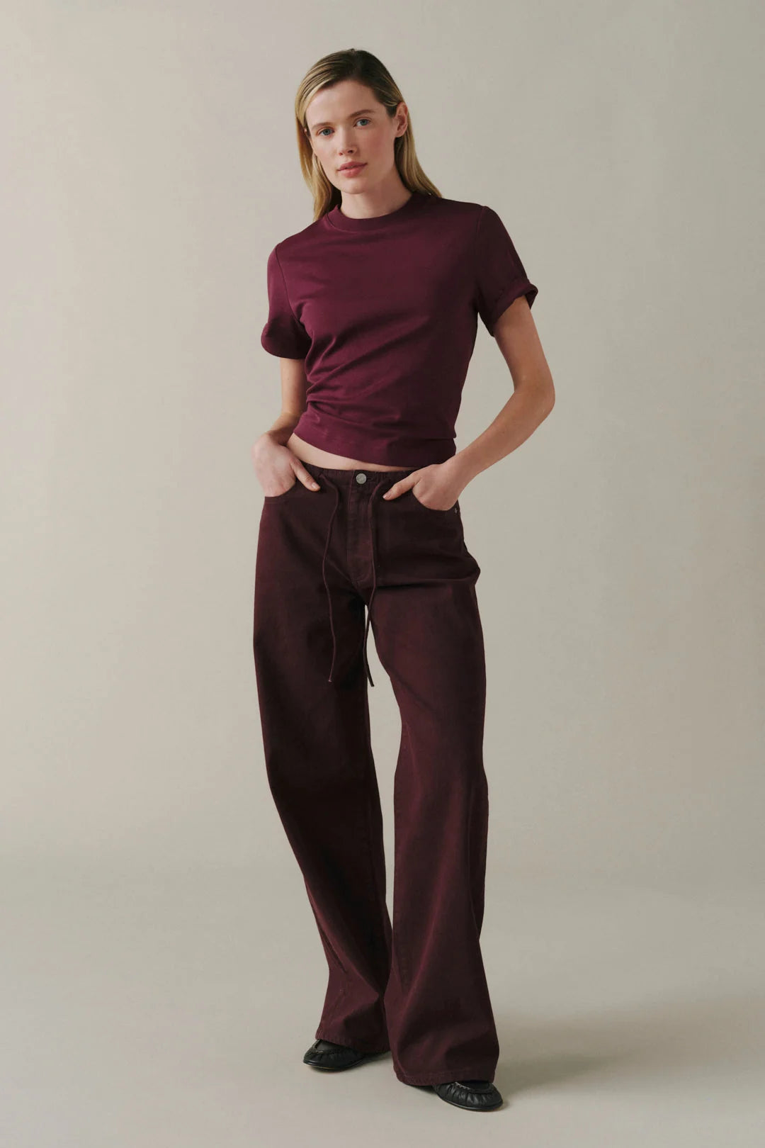 WARP + WEFT THE BIG EASY WIDE JEANS - GARNET