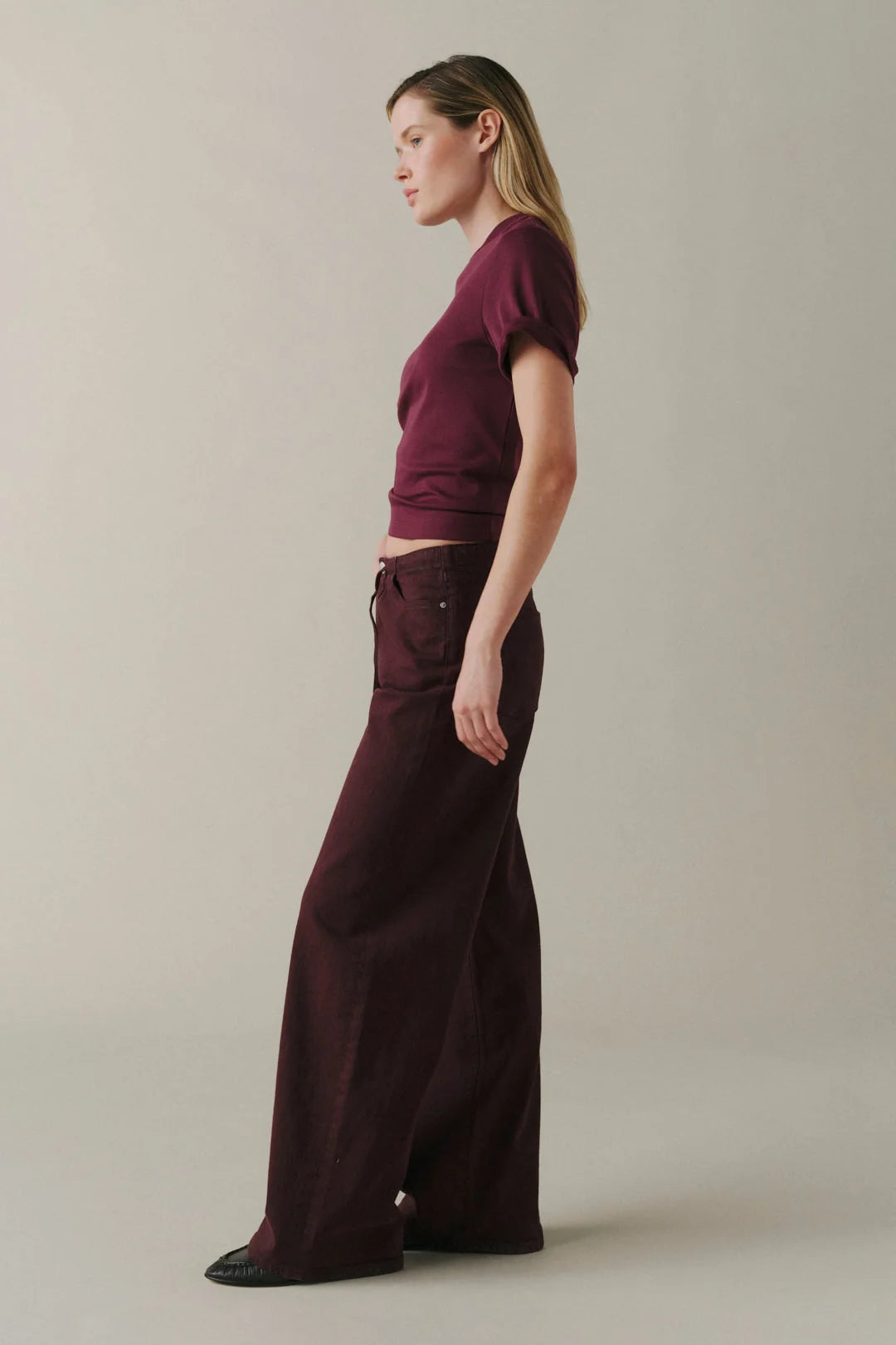 WARP + WEFT THE BIG EASY WIDE JEANS - GARNET