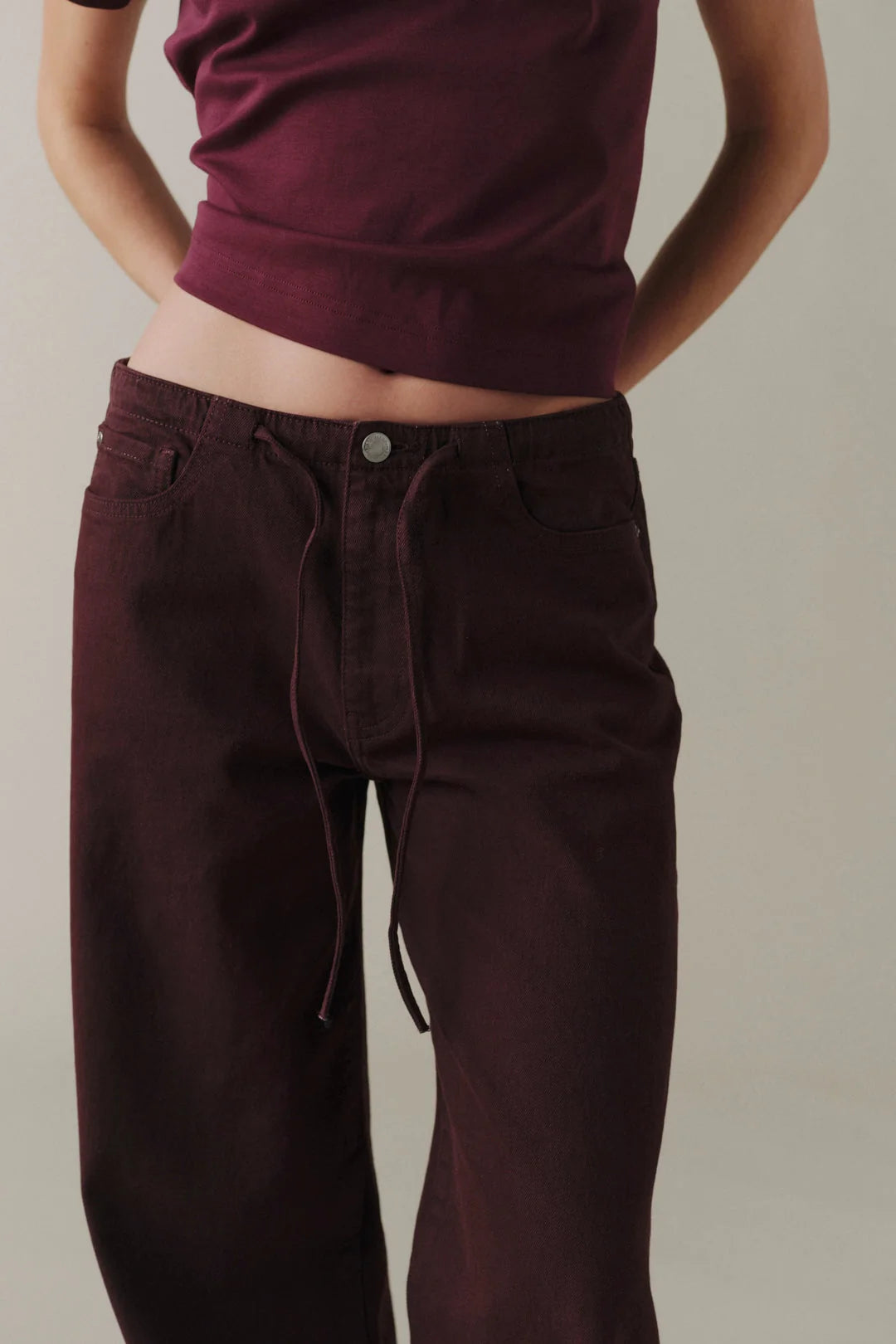 WARP + WEFT THE BIG EASY WIDE JEANS - GARNET
