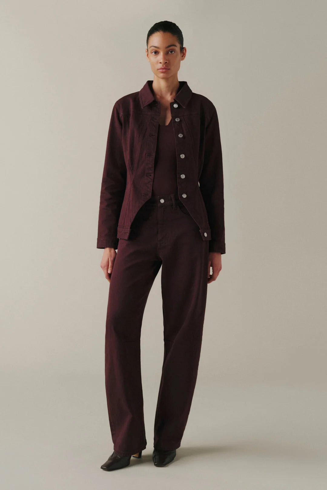 WARP + WEFT BNA SOFT CURVE BARREL JEANS - GARNET