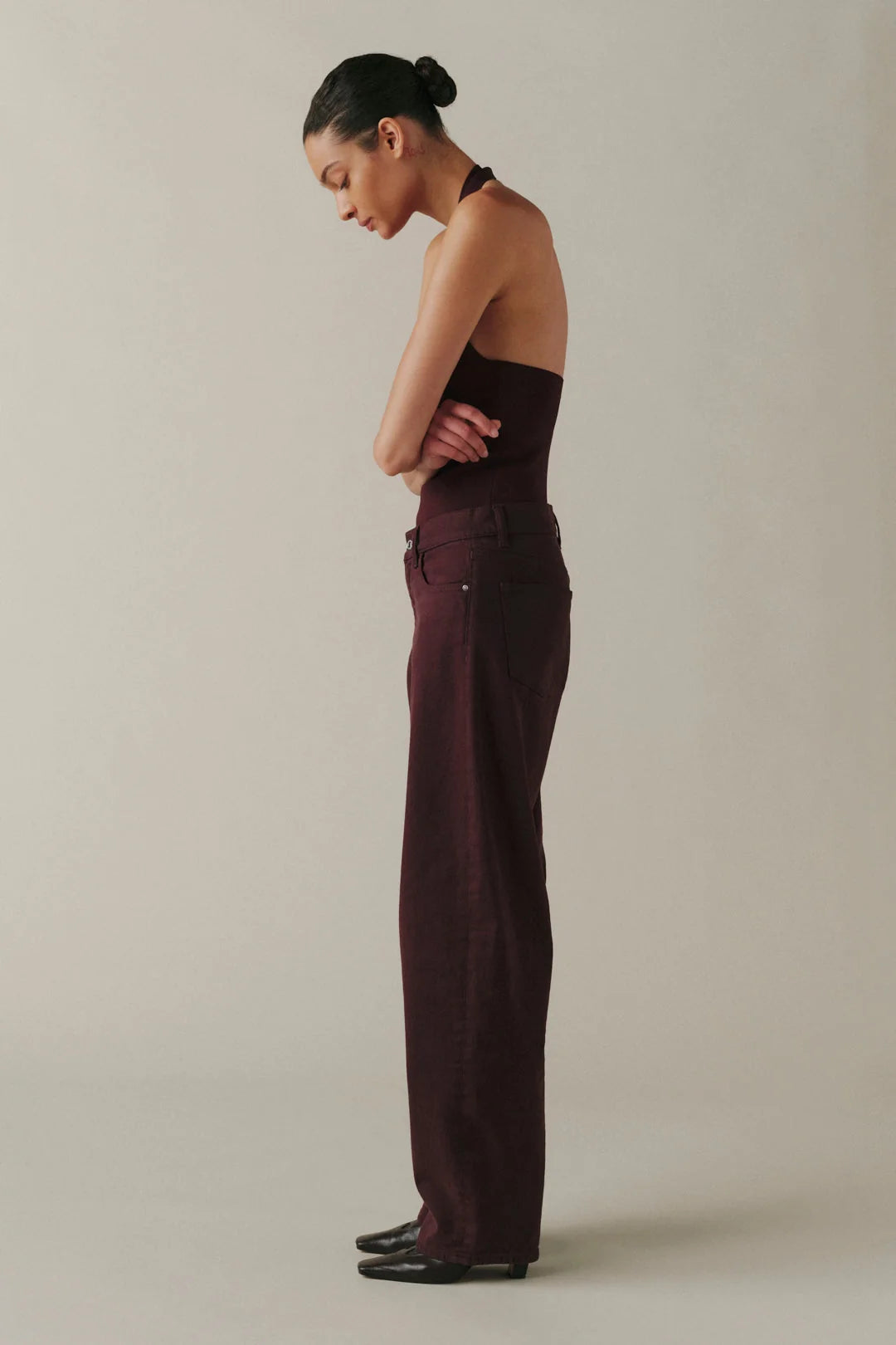WARP + WEFT BNA SOFT CURVE BARREL JEANS - GARNET