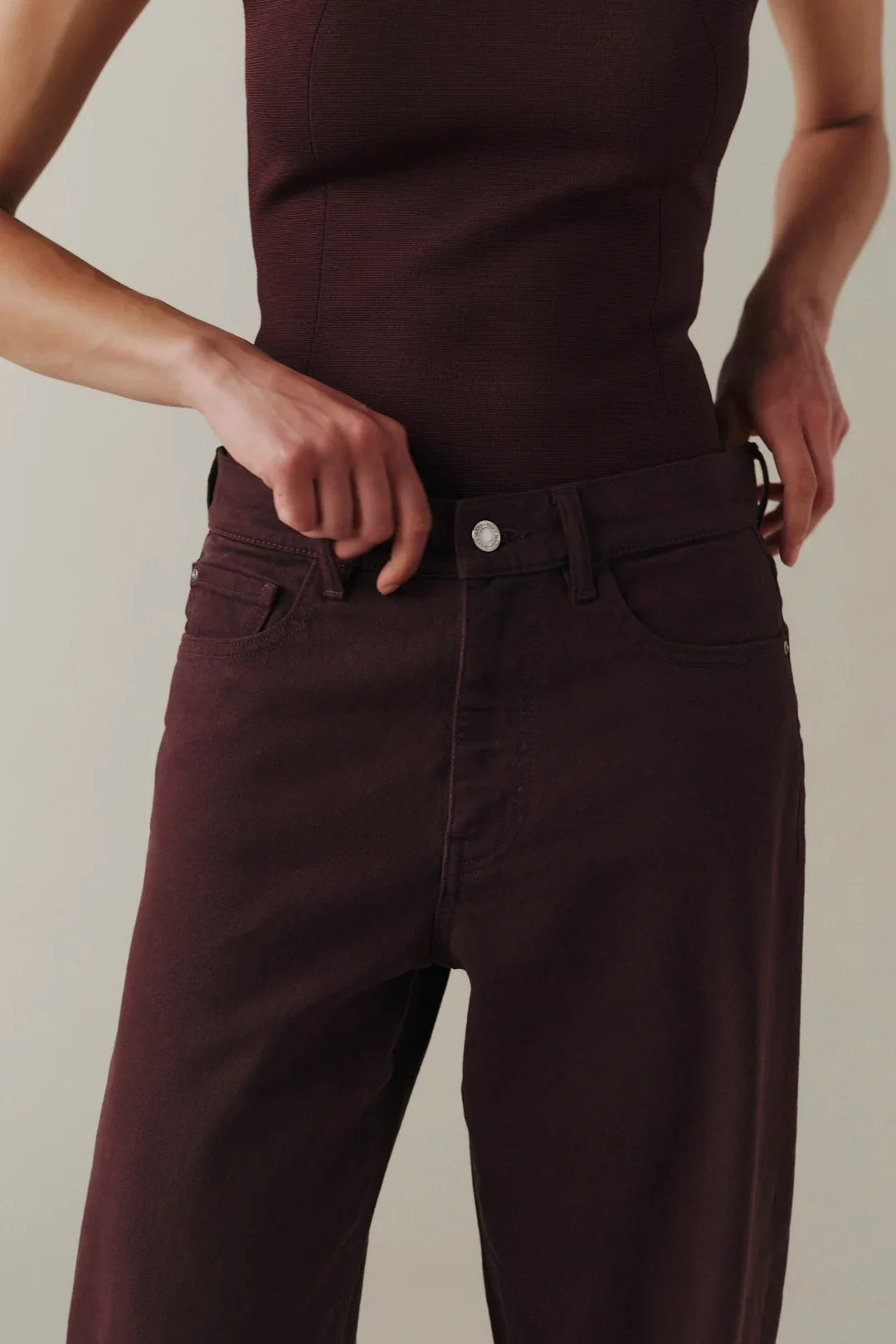 WARP + WEFT BNA SOFT CURVE BARREL JEANS - GARNET