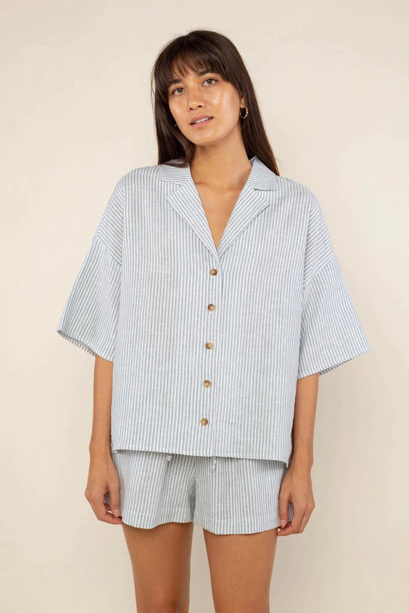 JUPITER STRIPED TOP - BLUE / WHITE