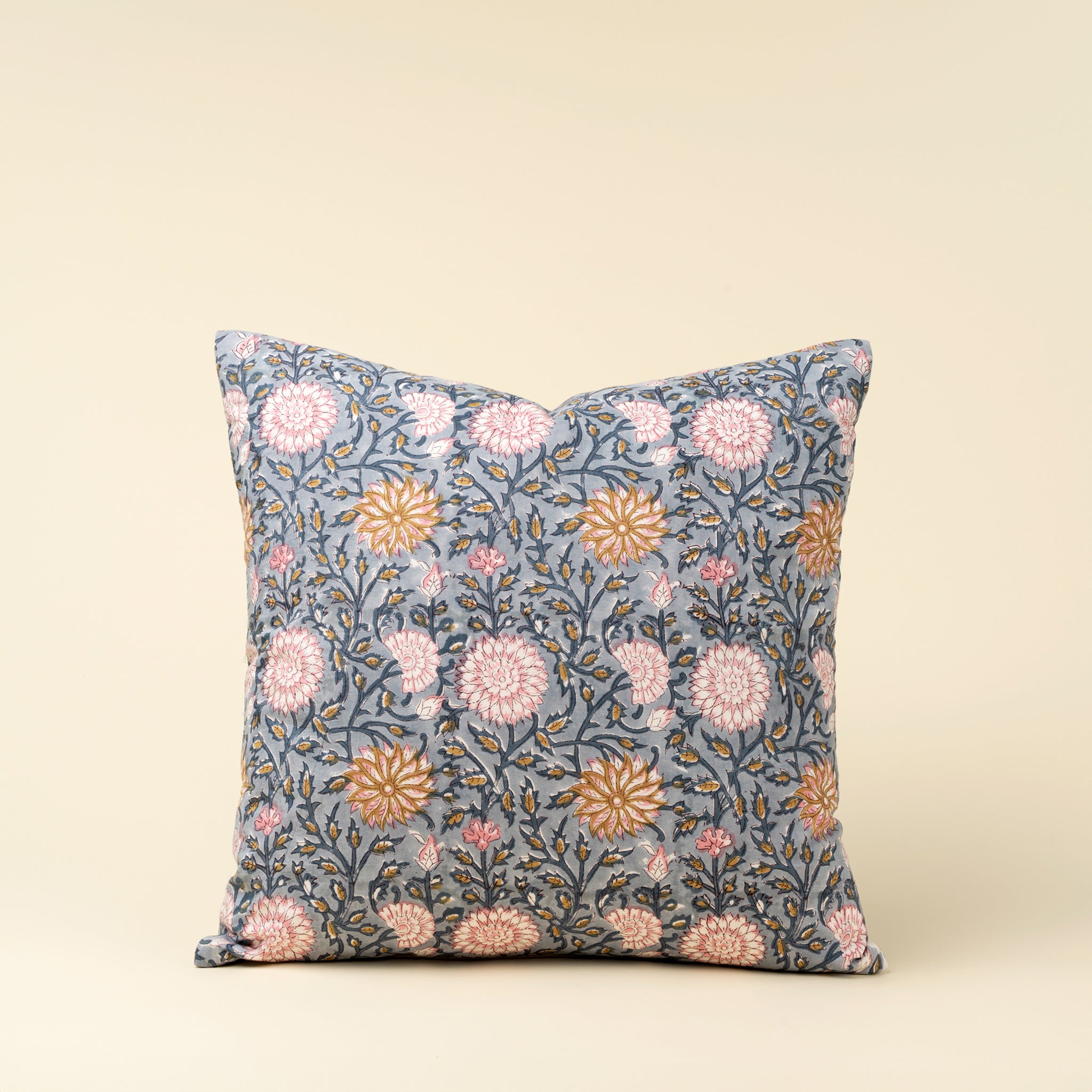 20 X 20 BLOCK PRINT PILLOW - BLUE