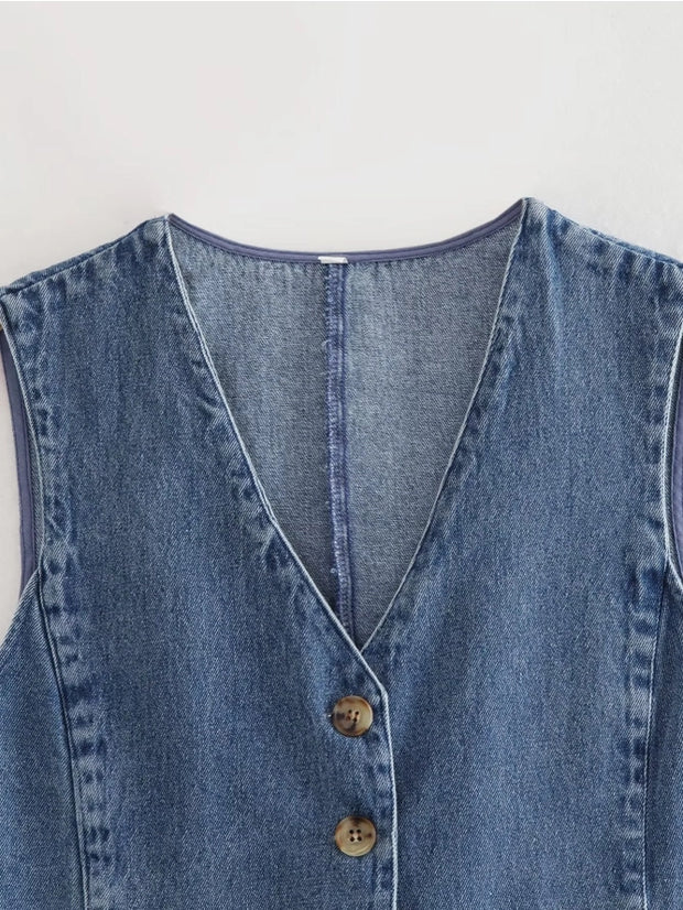 DAN DENIM VEST - MEDIUM WASH