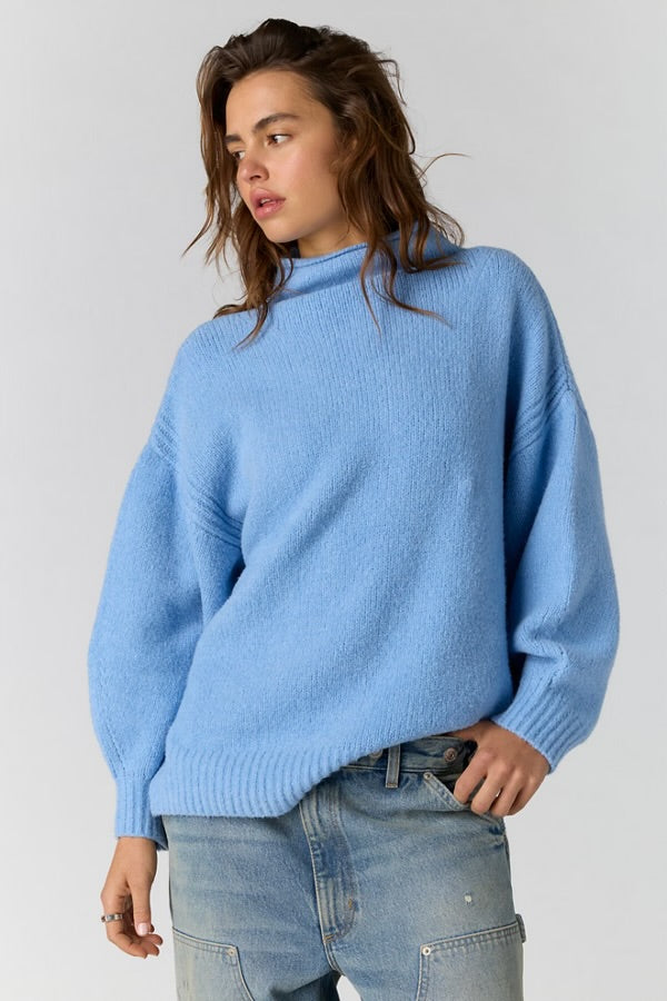FREE PEOPLE BEAUMONT TUNIC - POWDER BLUE MELANGE