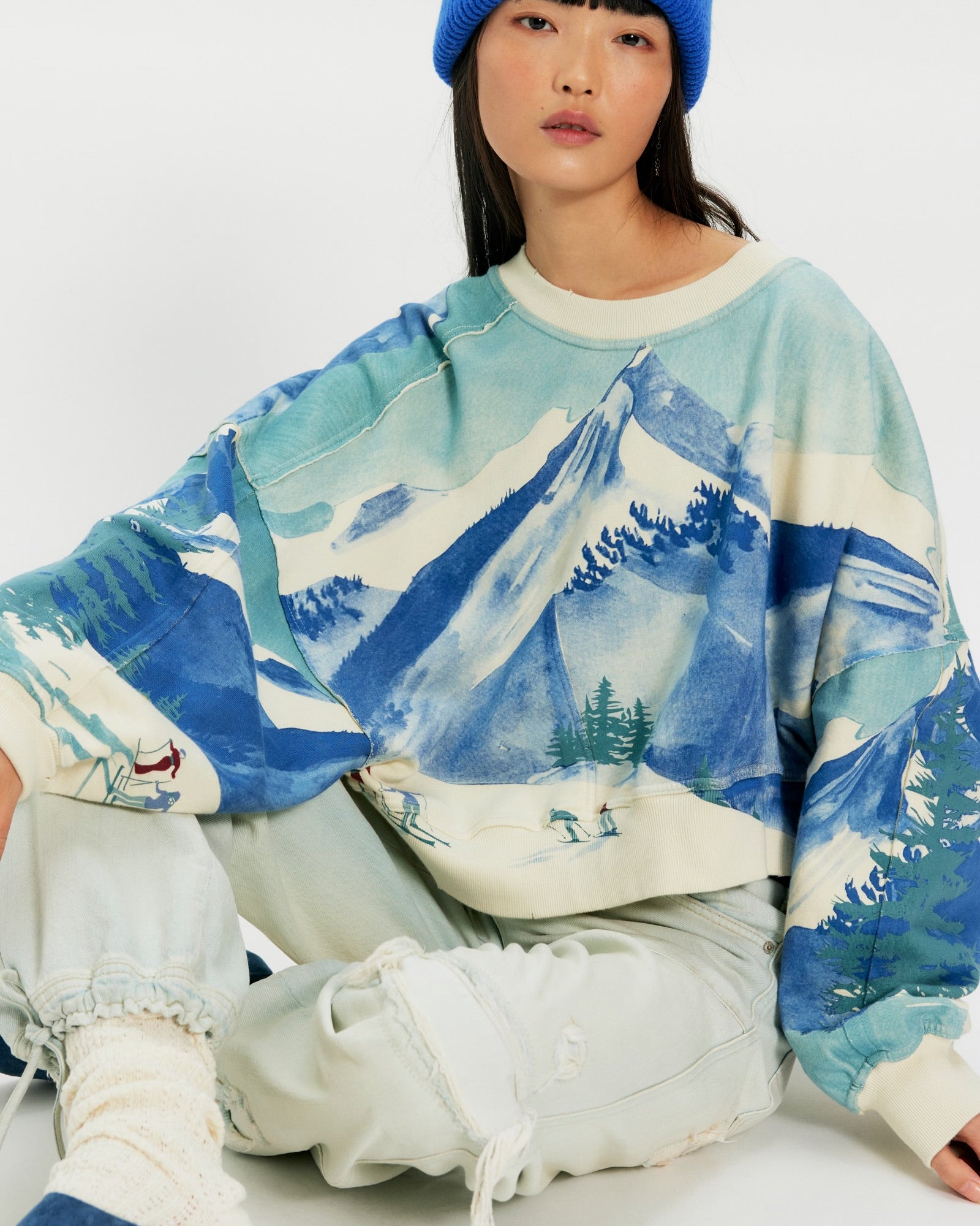 FREE PEOPLE GAIA PRINTED SWEATSHIRT - SKI COMBO