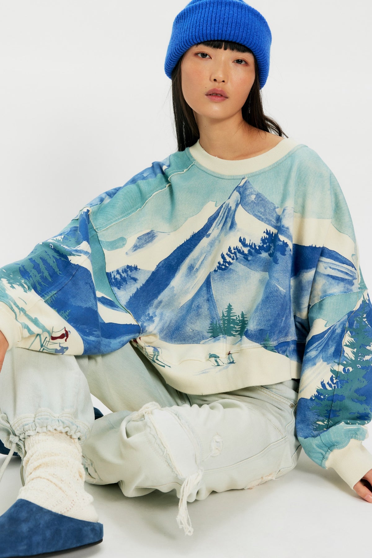 *PRE ORDER* FREE PEOPLE GAIA PRINTED SWEATSHIRT - SKI COMBO
