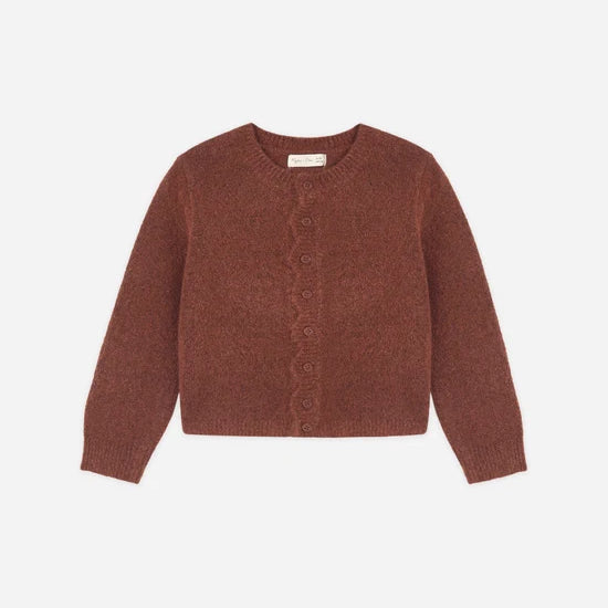 RYLEE + CRU SCALLOP CARDIGAN - BRICK