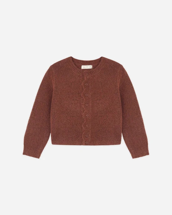 RYLEE + CRU SCALLOP CARDIGAN - BRICK