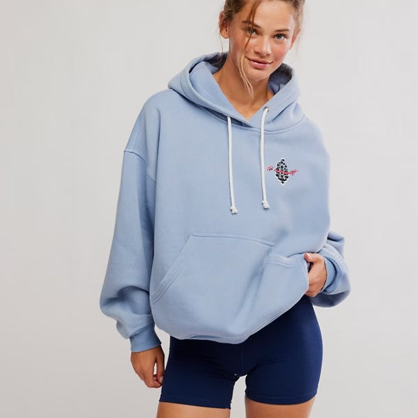 FREE PEOPLE FINAL CALL FRONT LOGO HOODIE - DARK SLATE COMBO