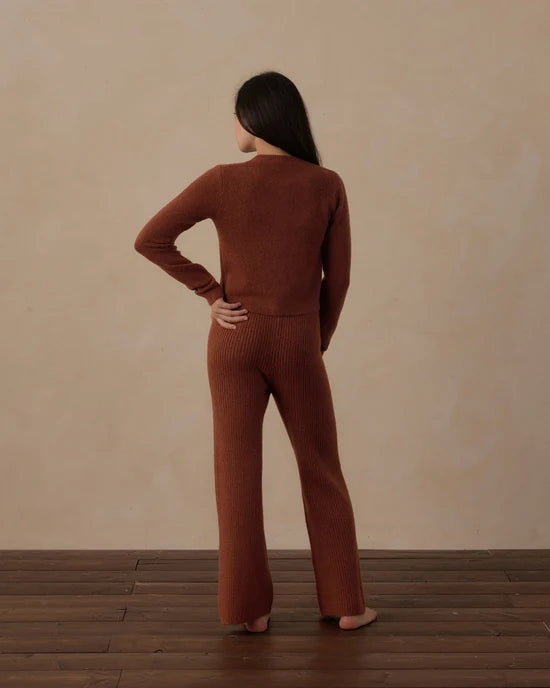 RYLEE + CRU TEEN SCALLOP CARDIGAN - BRICK