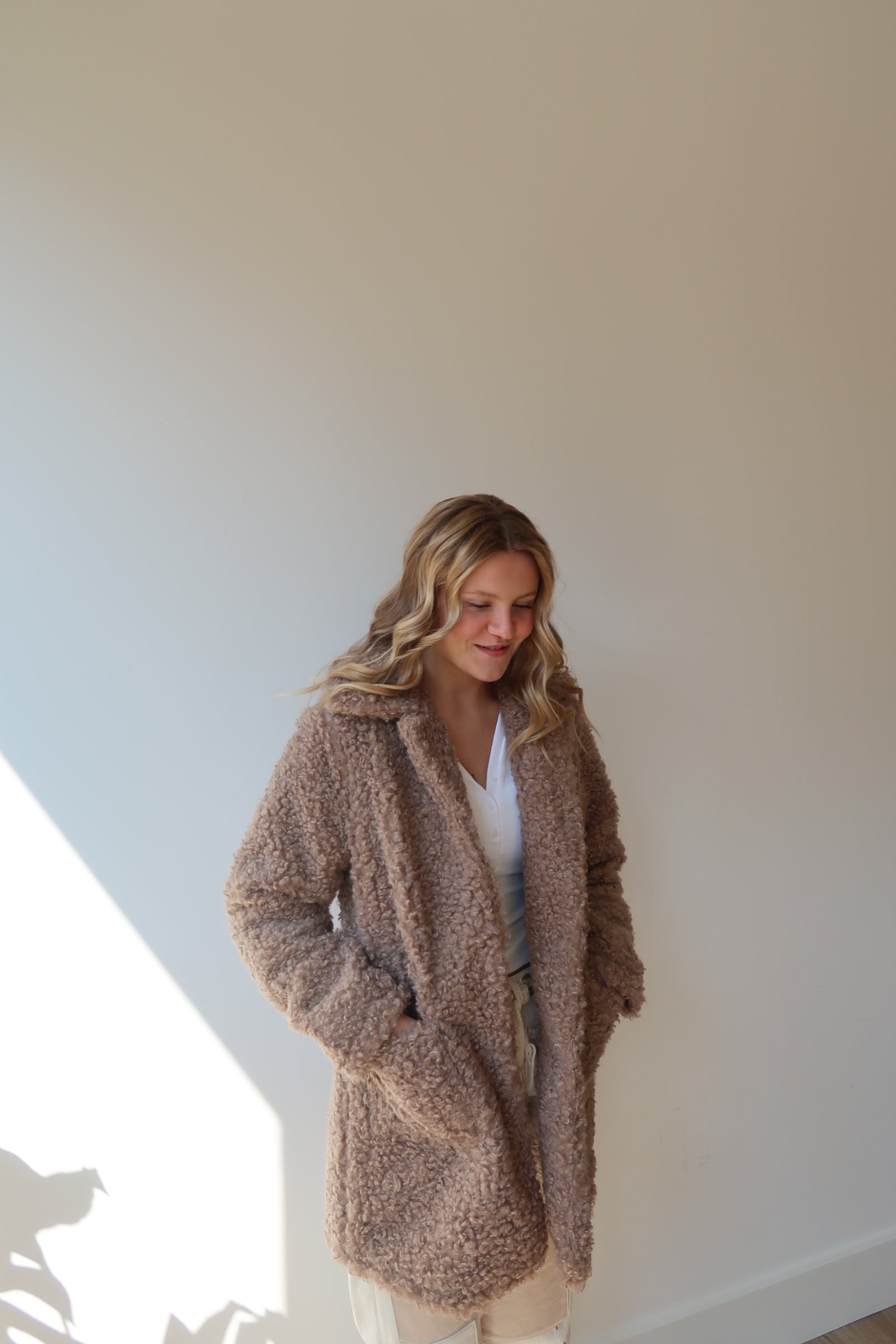 POODLE FUR JACKET - CAMEL - LAST SIZE M