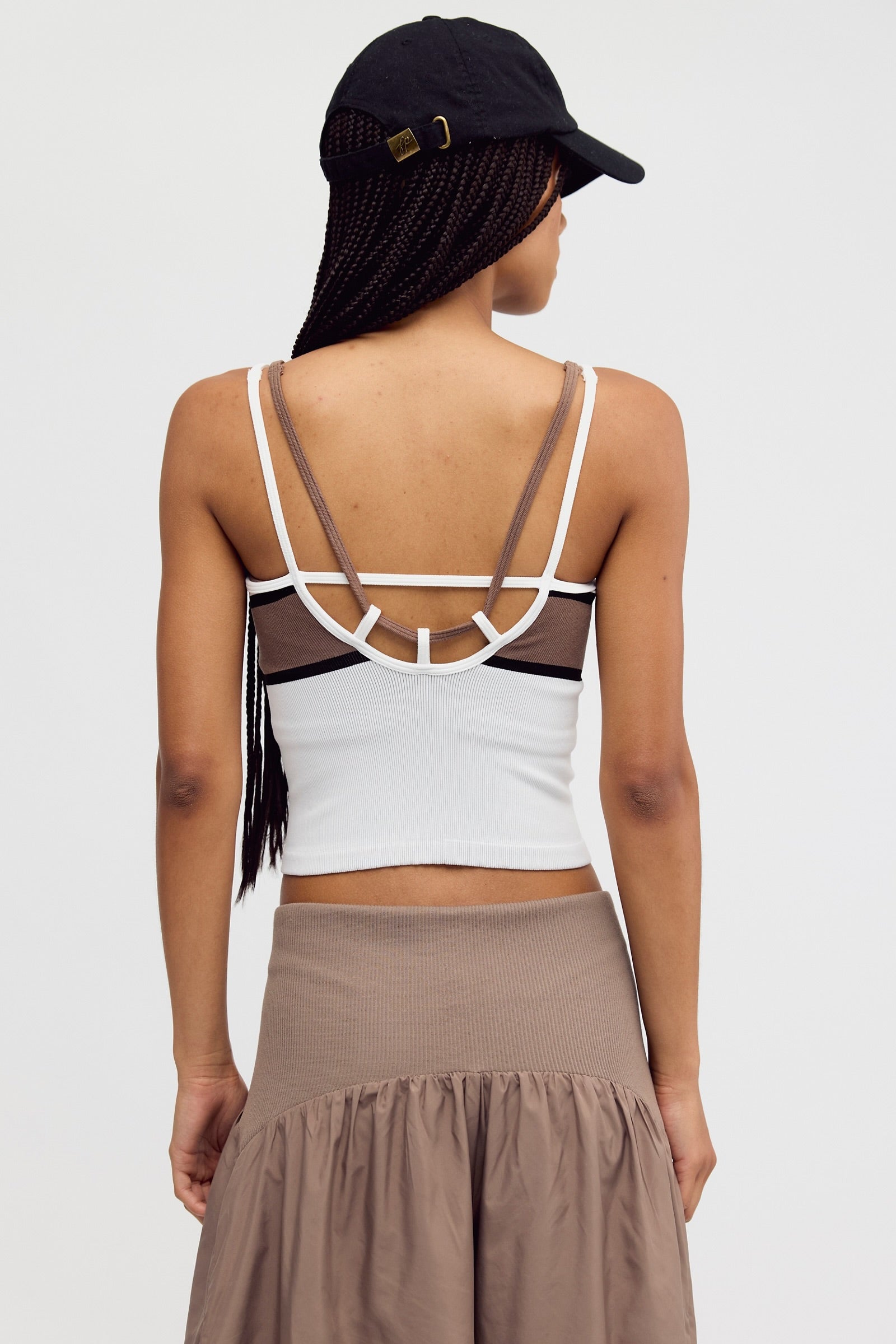 FREE PEOPLE ALL CLEAR COASTLINE CAMI - IVORY COMBO