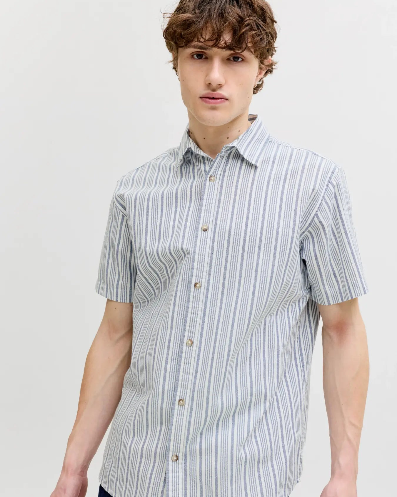JJ CHAD OXFORD STRIPED SHIRT - ENSIGN BLUE