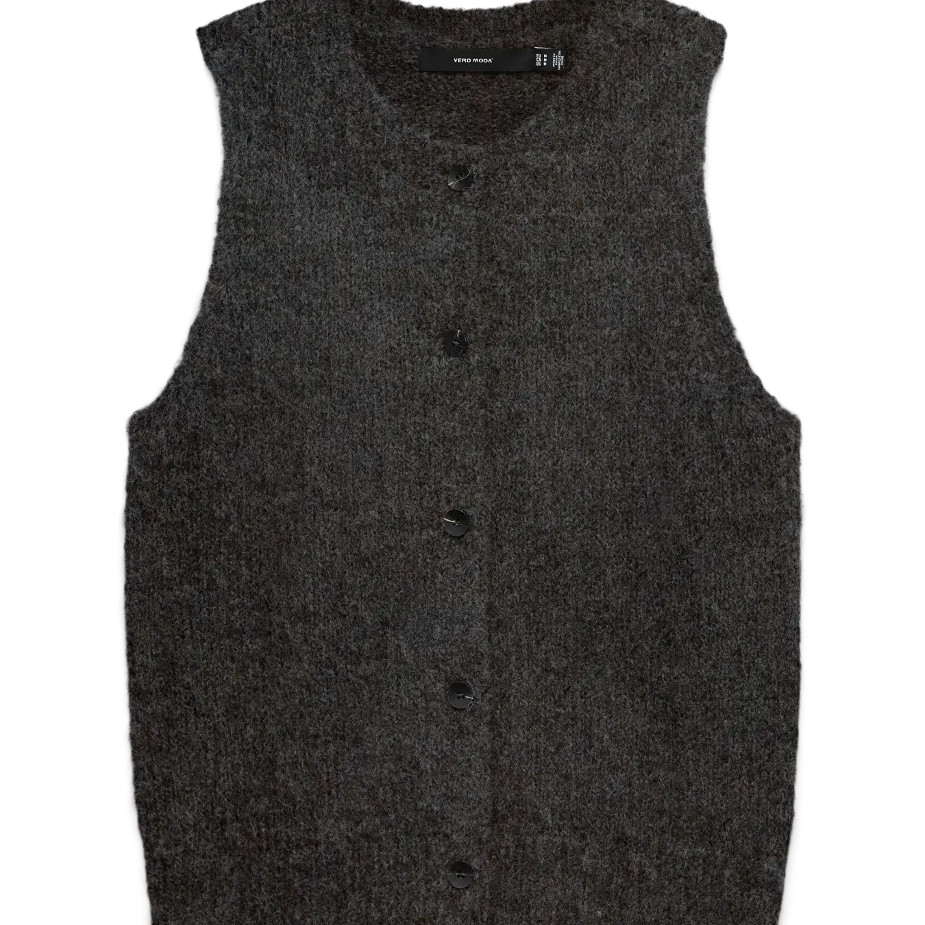 VM NOVAH O NECK BUTTON VEST - CHOCOLATE MELANGE