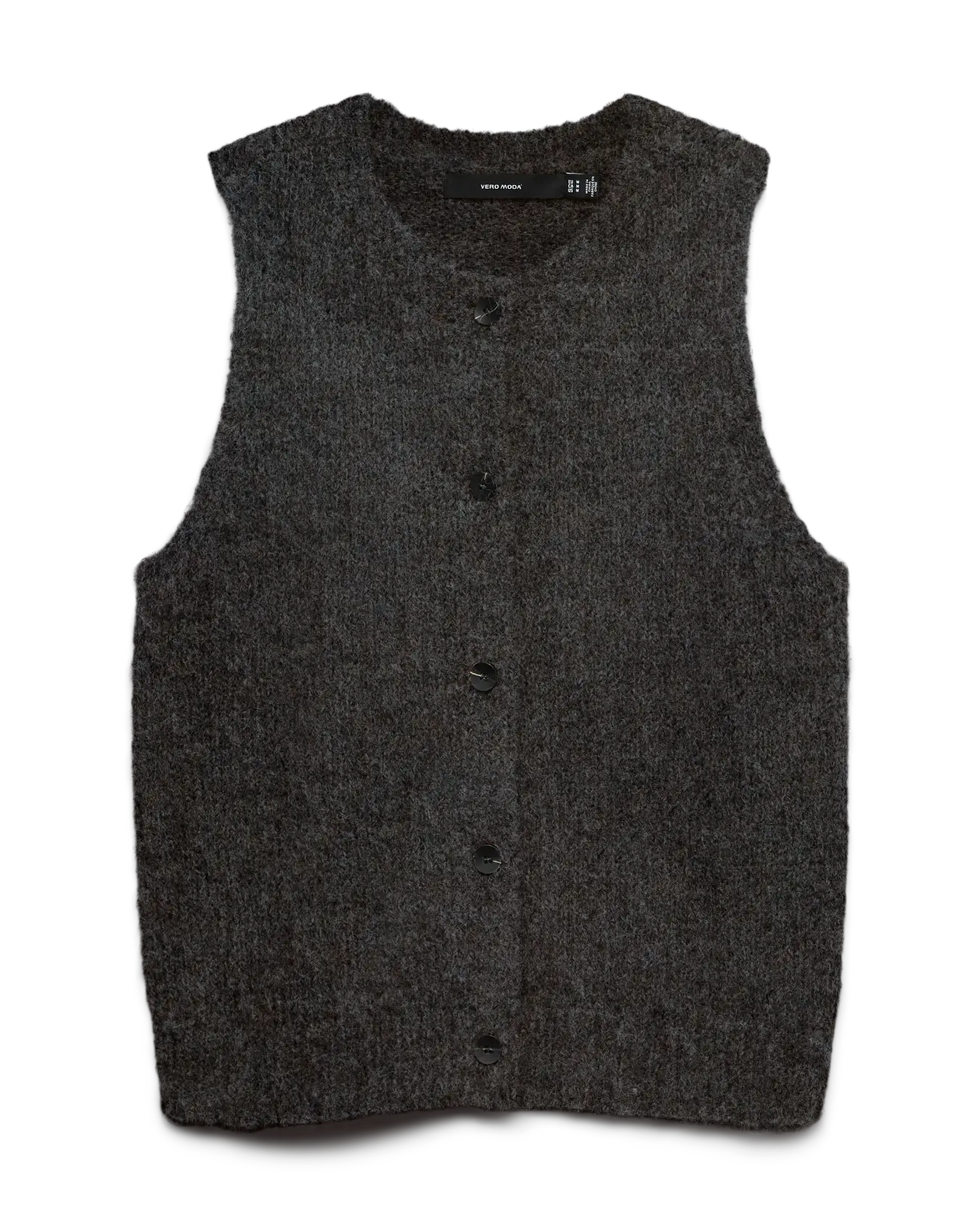 VM NOVAH O NECK BUTTON VEST - CHOCOLATE MELANGE