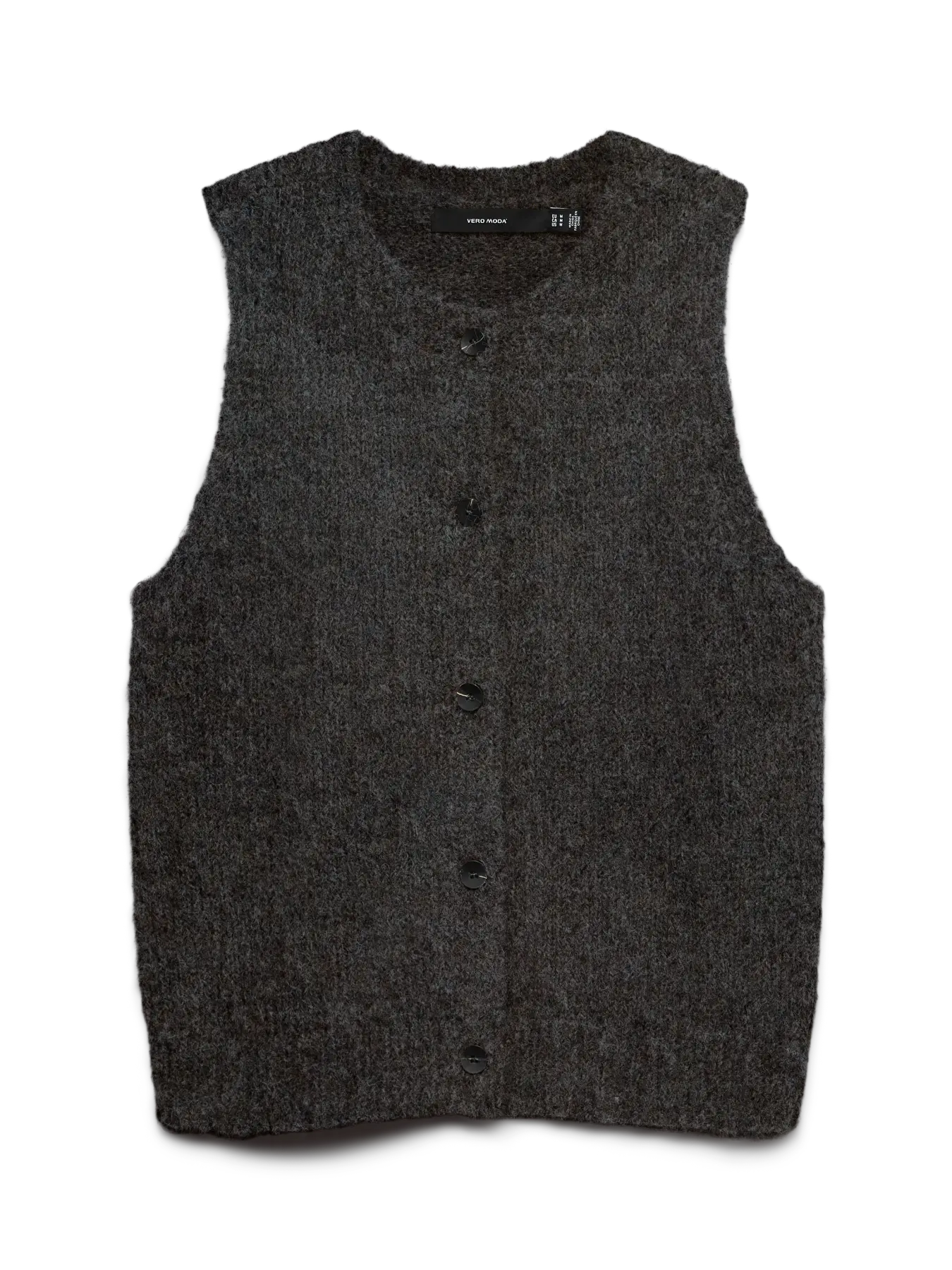 VM NOVAH O NECK BUTTON VEST - CHOCOLATE MELANGE