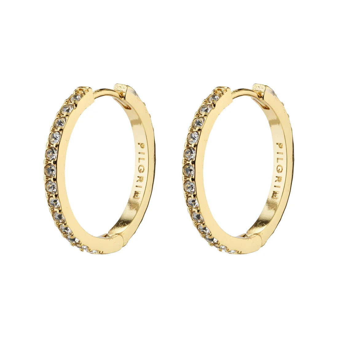 PILGRIM EBNA MEDIUM CRYSTAL HOOPS - GOLD