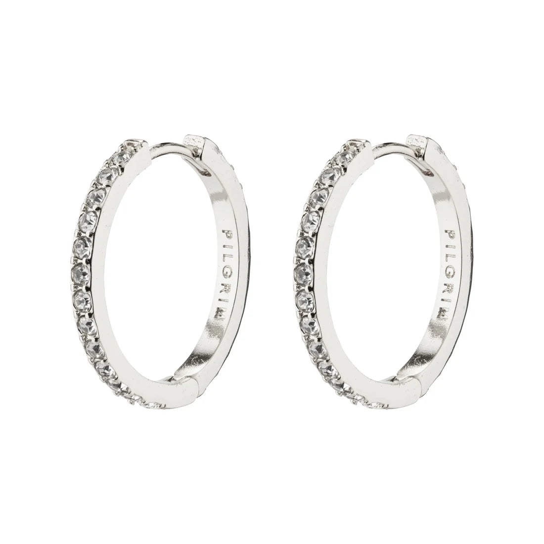 PILGRIM EBNA MEDIUM CRYSTAL HOOPS - SILVER