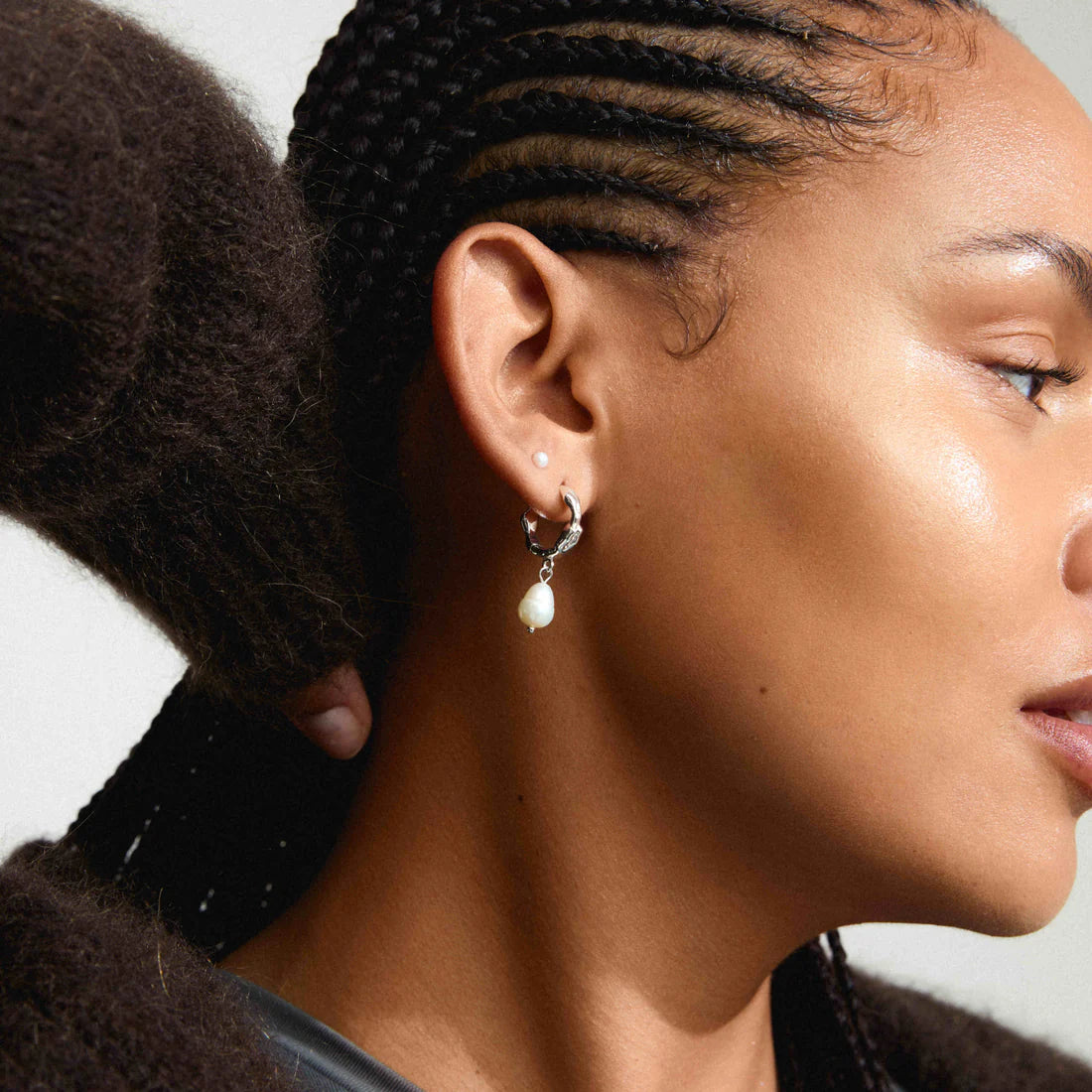 PILGRIM CONSTANCE FRESHWATER PEARL EARRINGS 2-IN-1 SET - SILVER