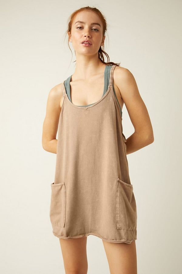 FREE PEOPLE HOT SHOT MINI DRESS - MOCHA LATTE