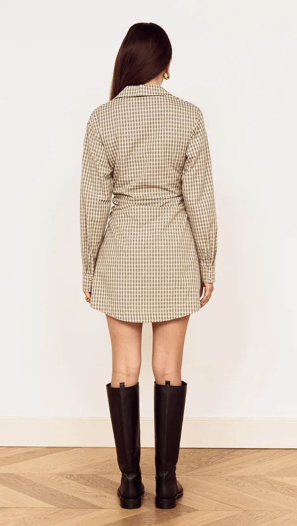 MINKPINK MILA WRAP COTTON PLAID DRESS - CHECK