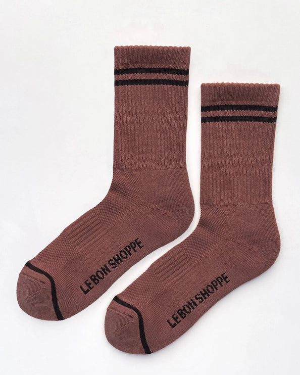 LE BON SHOPPE EXTENDED BOYFRIEND SOCKS - CLAY