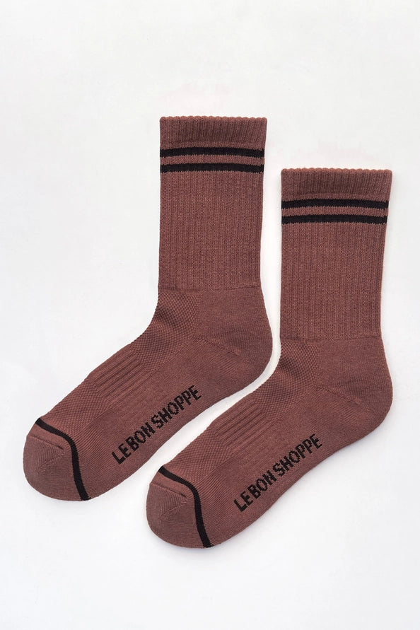LE BON SHOPPE EXTENDED BOYFRIEND SOCKS - CLAY