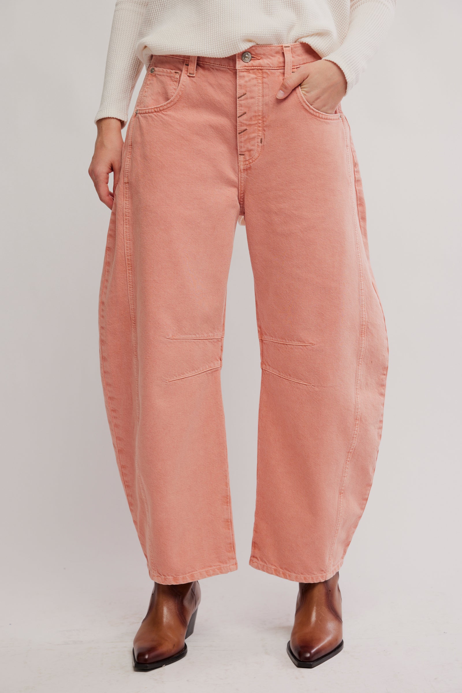 FREE PEOPLE GOOD LUCK BARREL PANT - DESERT PETAL