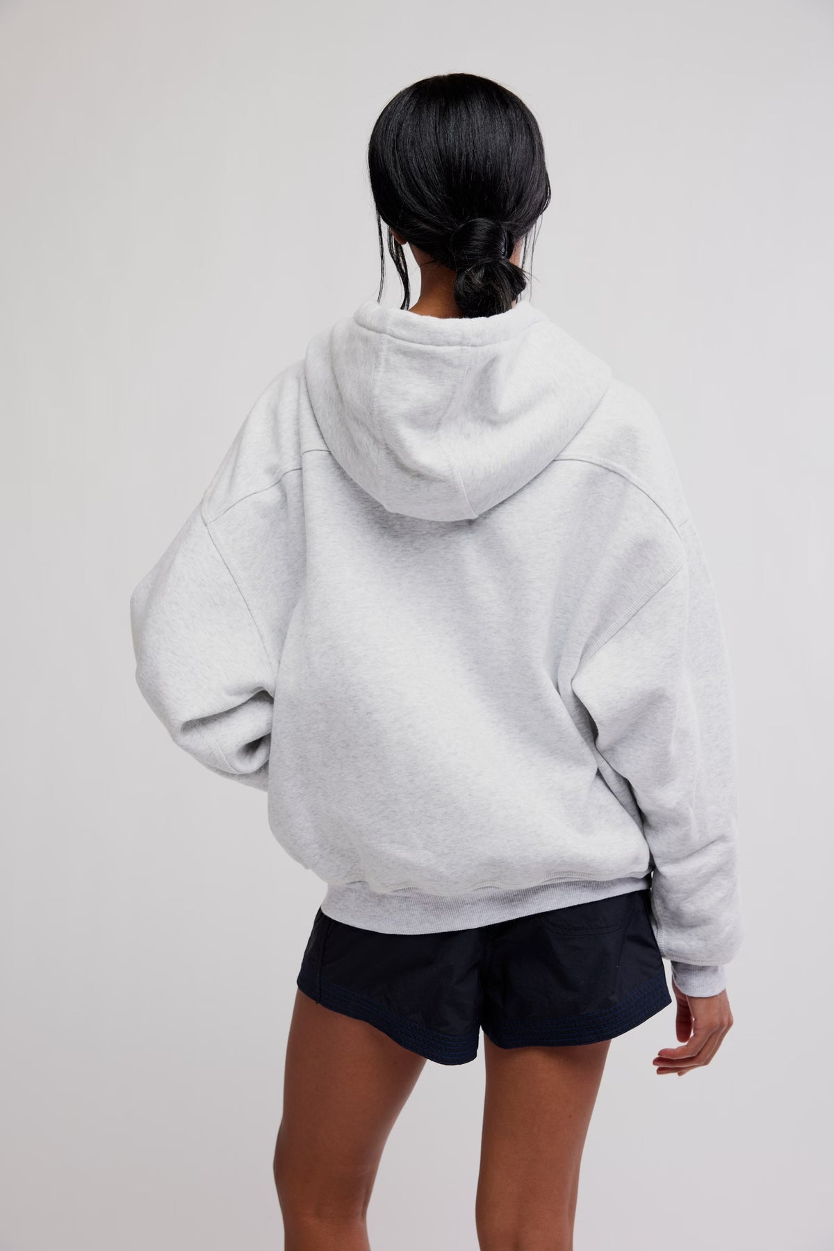 FREE PEOPLE FINAL CALL ZIP UP HOODIE - WHITE HEATHER GREY