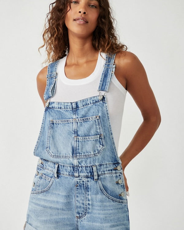 FREE PEOPLE ZIGGY DENIM SHORTALLS - FOLLOW YOUR HEART