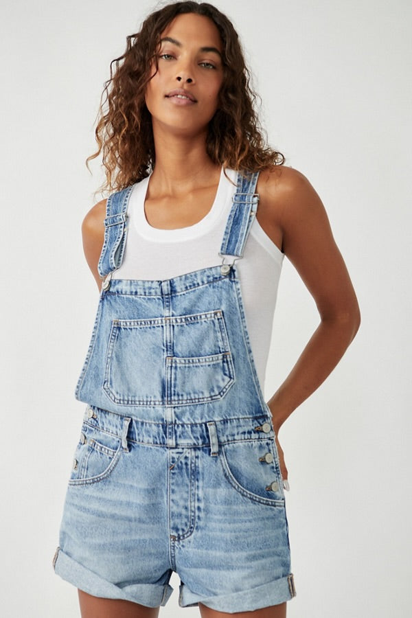 FREE PEOPLE ZIGGY DENIM SHORTALLS - FOLLOW YOUR HEART
