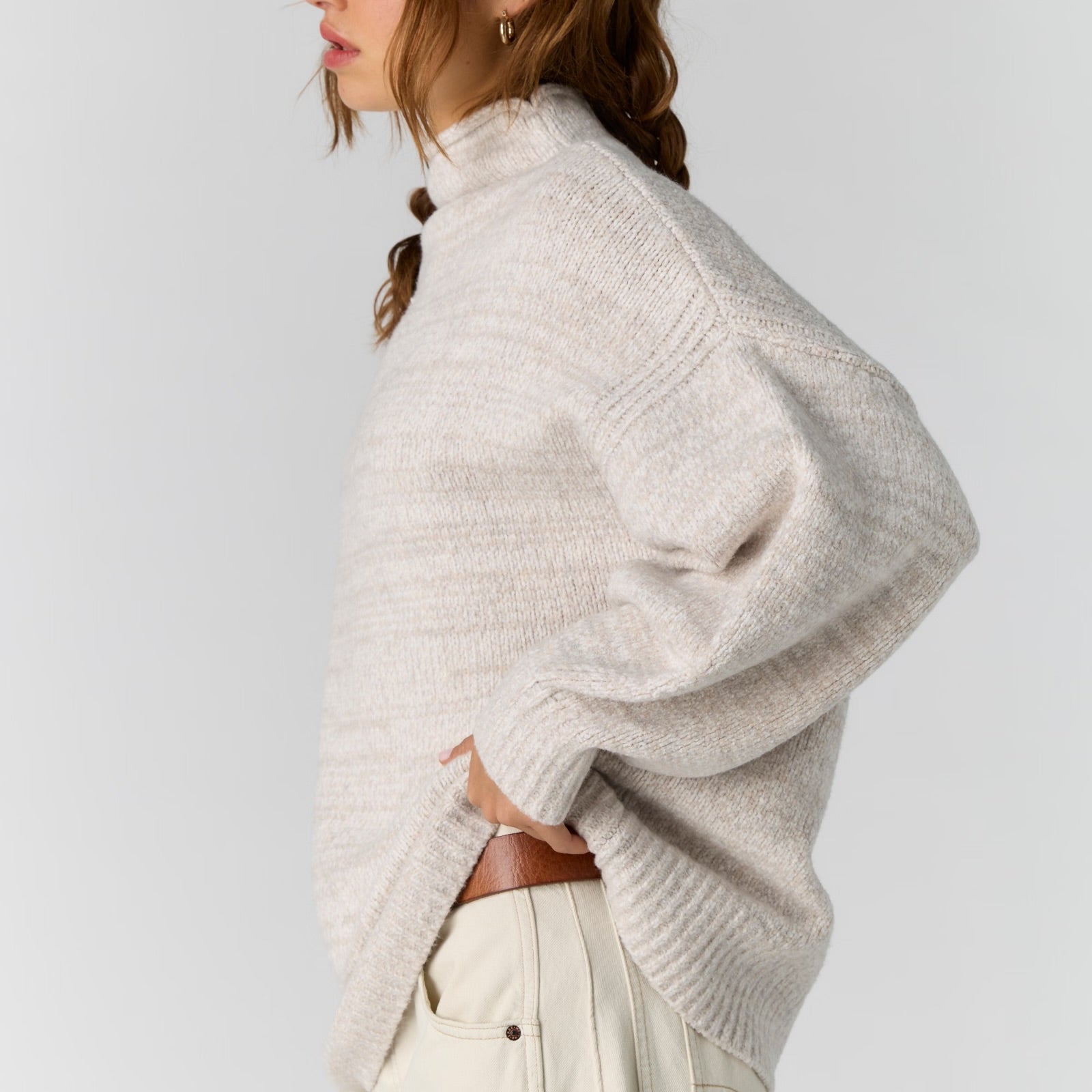 FREE PEOPLE BEAUMONT TUNIC - FEATHER GREY MELANGE