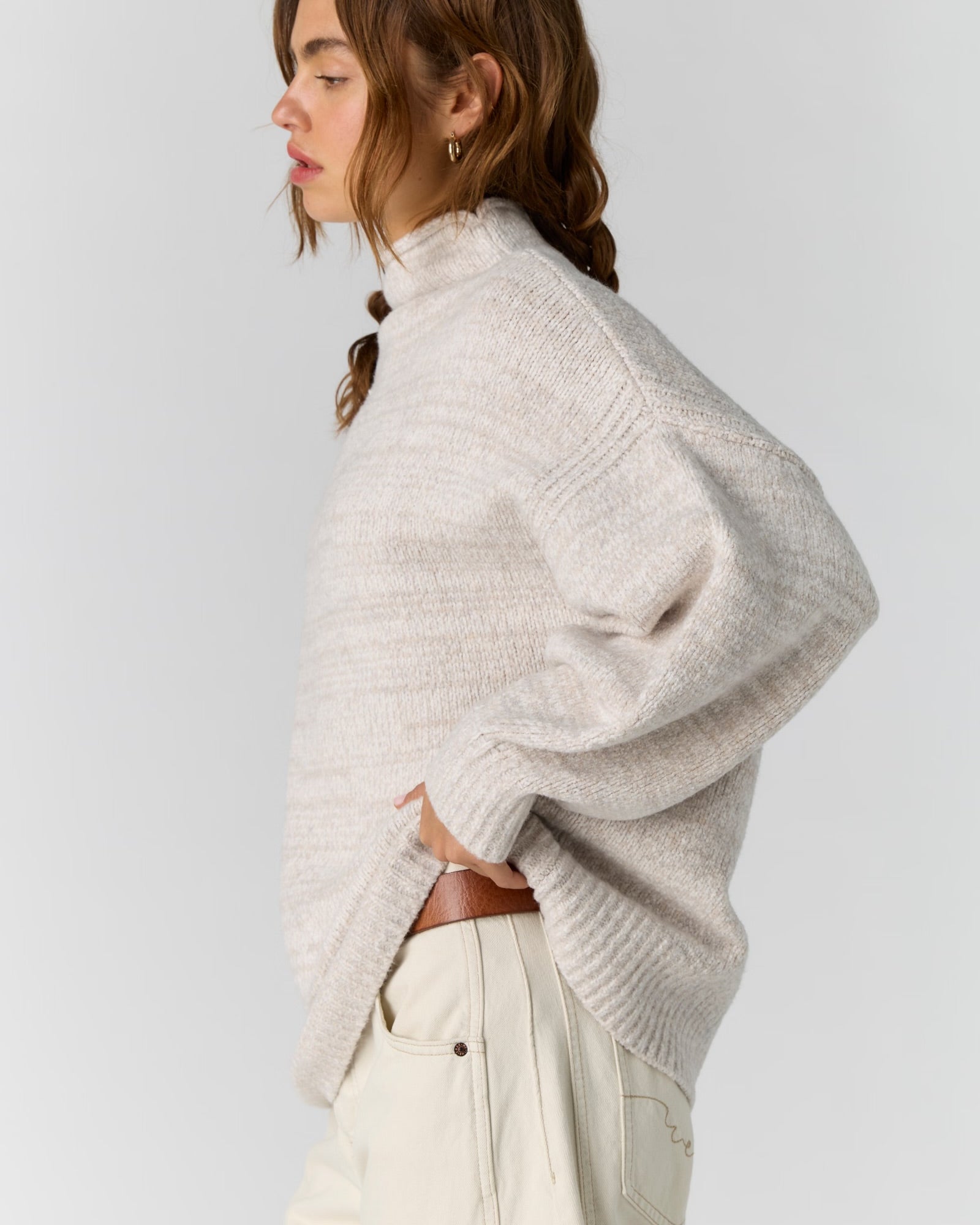 FREE PEOPLE BEAUMONT TUNIC - FEATHER GREY MELANGE
