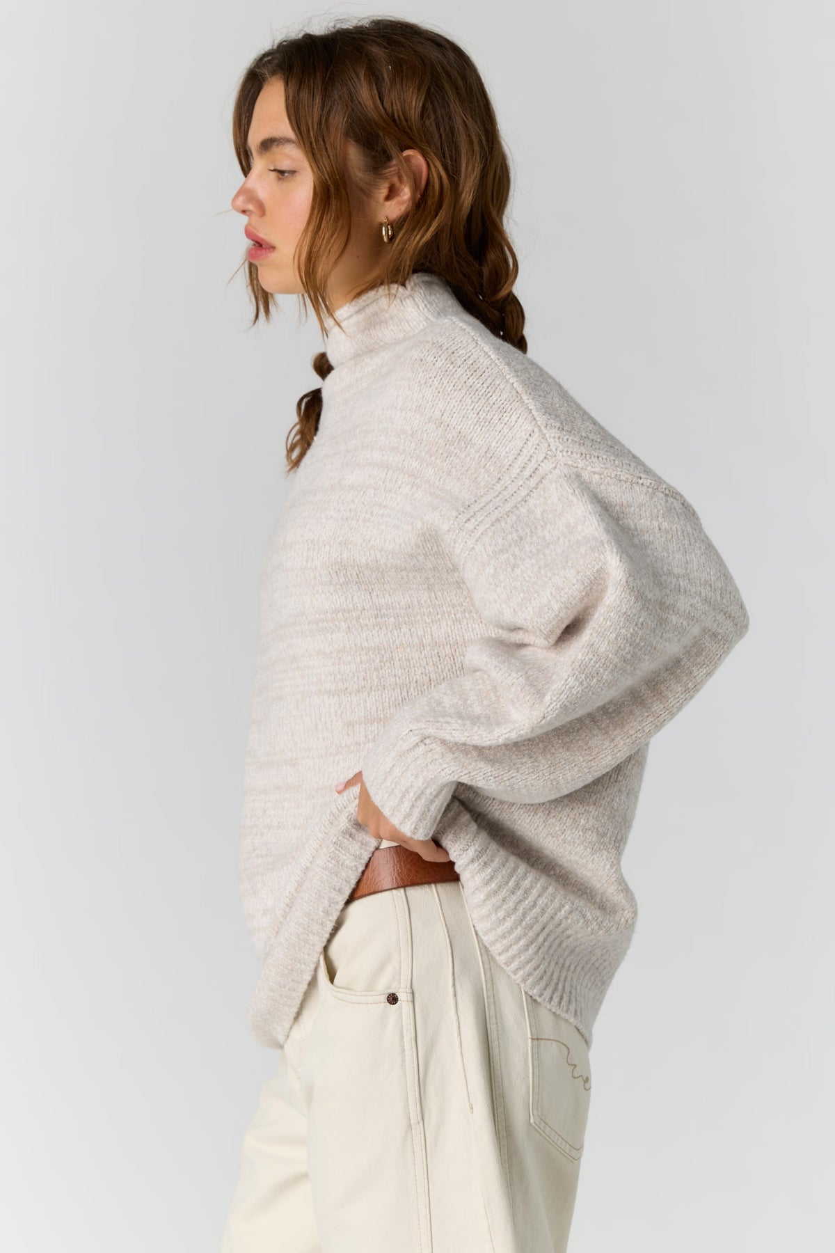 FREE PEOPLE BEAUMONT TUNIC - FEATHER GREY MELANGE
