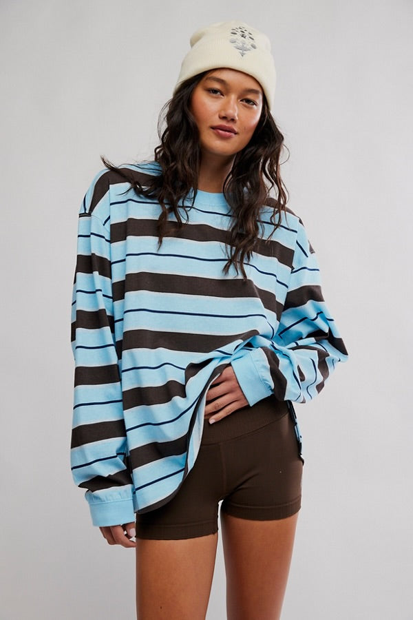 FREE PEOPLE HUSTLE LAYER TOP - BRIGHT BLUE CHOCOLATE