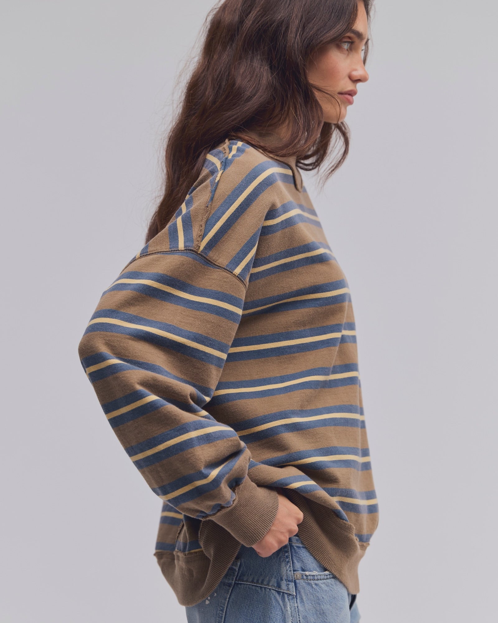 FREE PEOPLE PALM SPRING TURTLE PULLOVER - ARMY COMBO