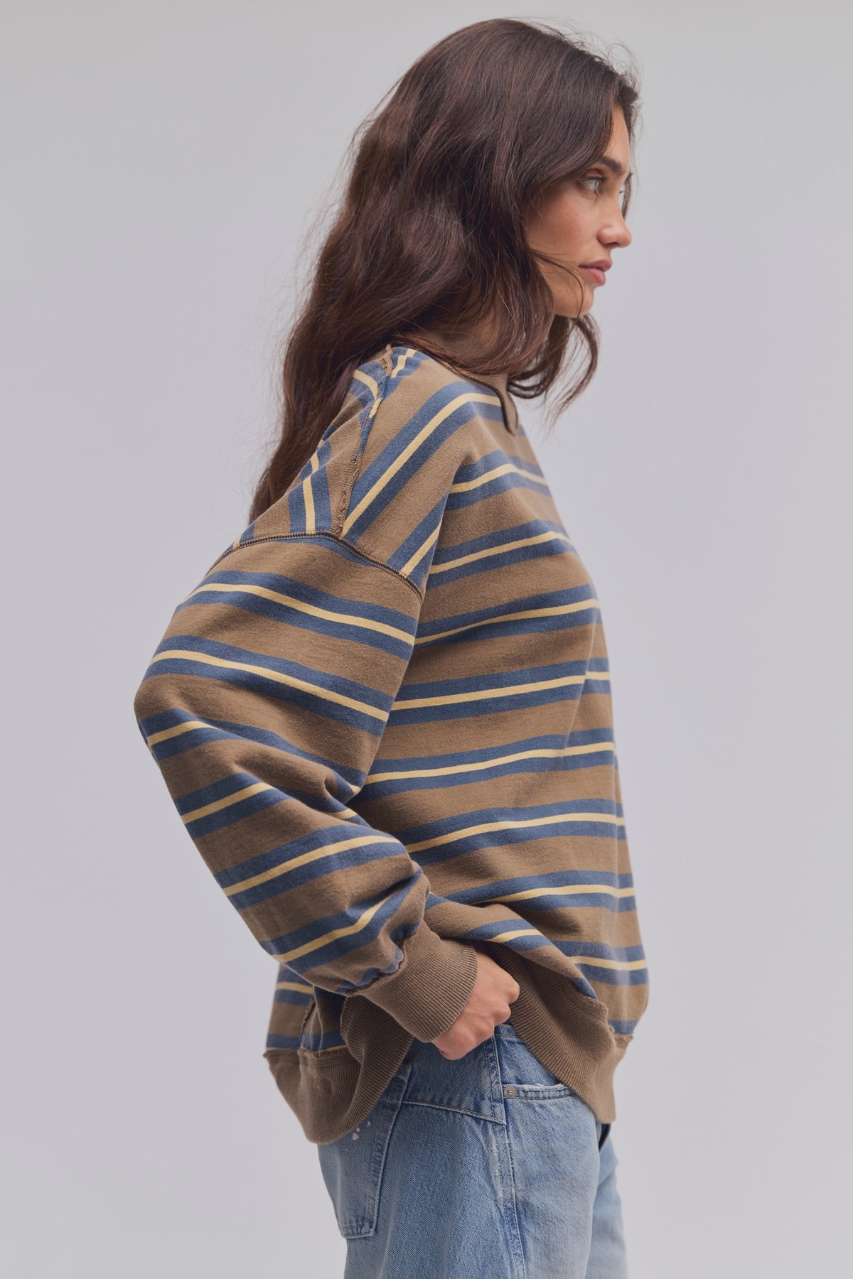FREE PEOPLE PALM SPRING TURTLE PULLOVER - ARMY COMBO