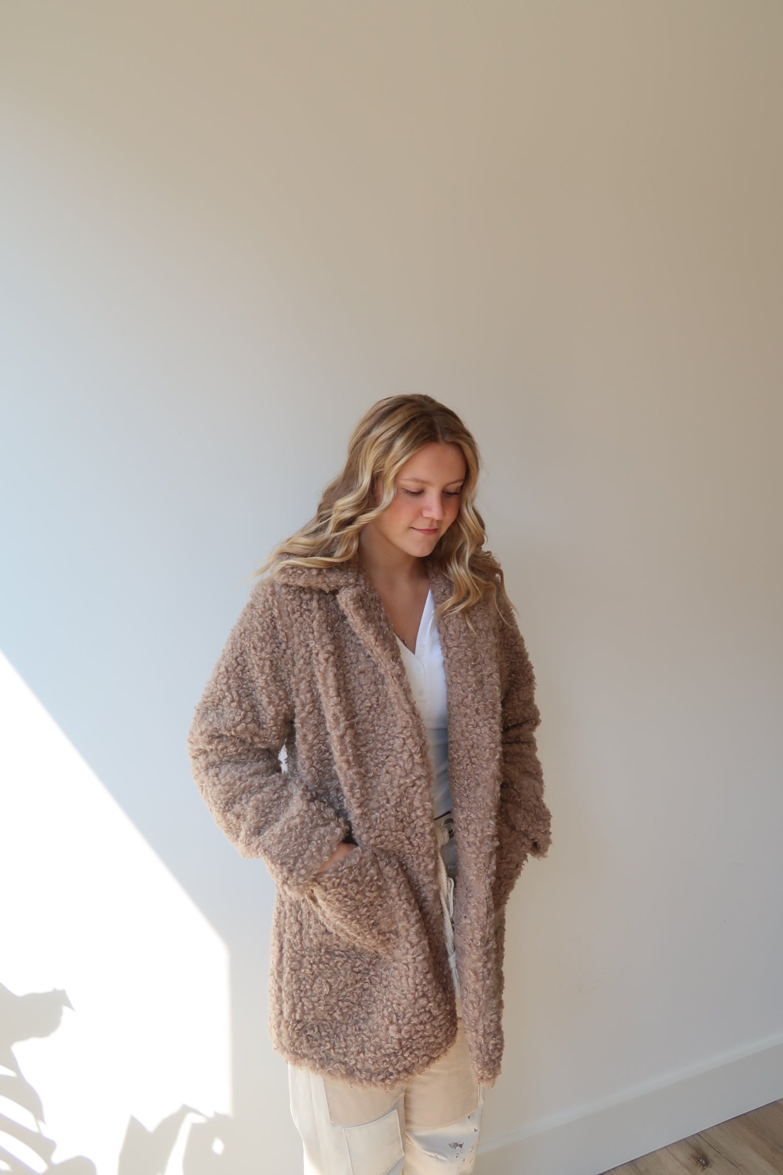 POODLE FUR JACKET - CAMEL - LAST SIZE M