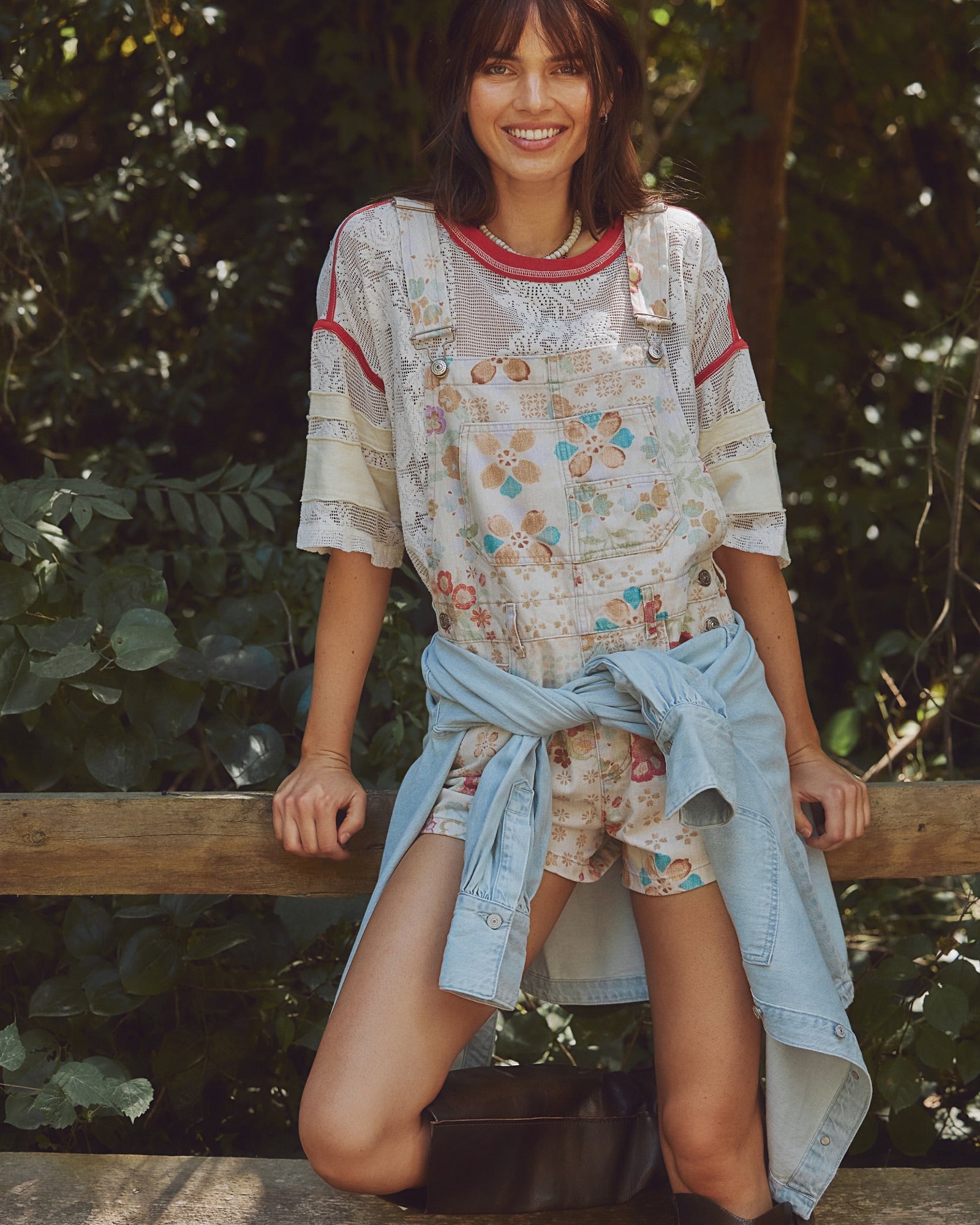 FREE PEOPLE ZIGGY PRINTED SHORTALLS - SUN DRENCHED COMBO