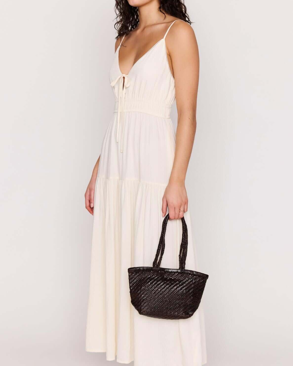 PM ESTELLE TIE MAXI DRESS - CREAM