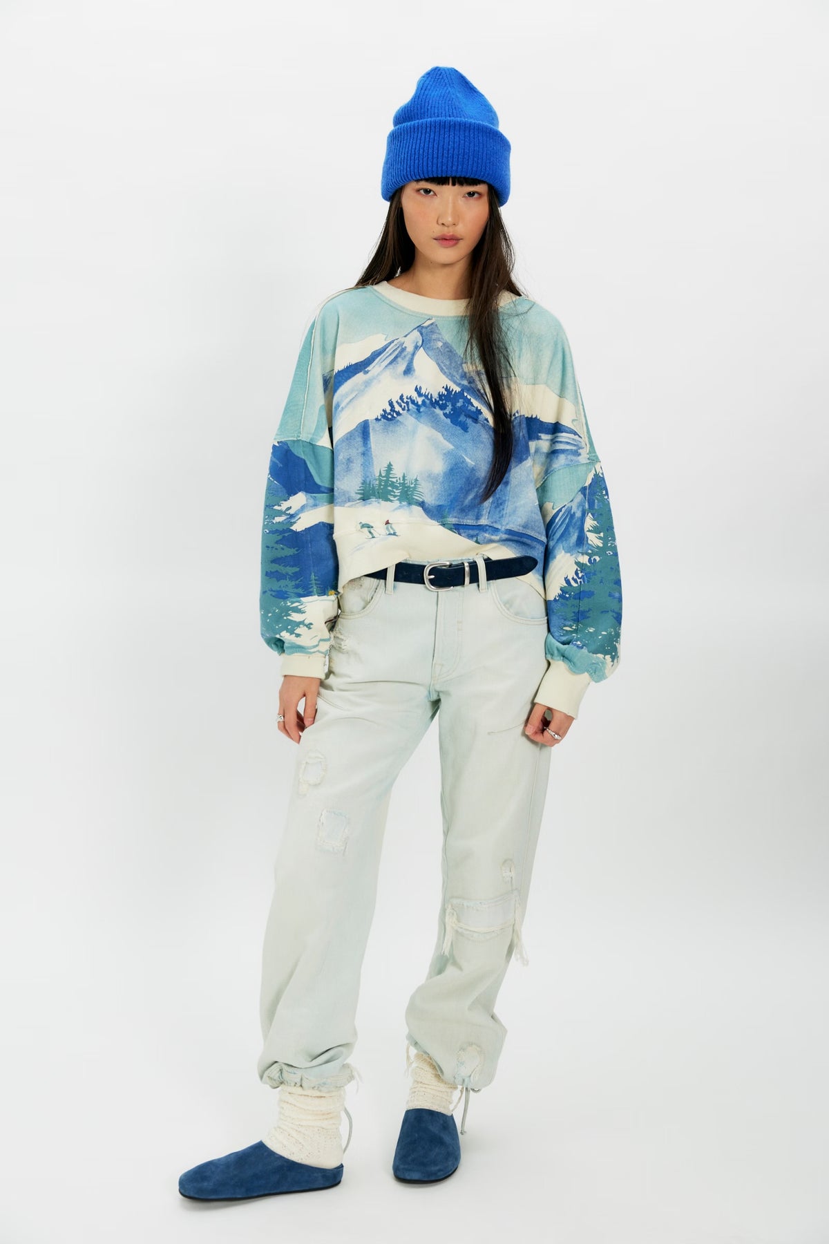 *PRE ORDER* FREE PEOPLE GAIA PRINTED SWEATSHIRT - SKI COMBO