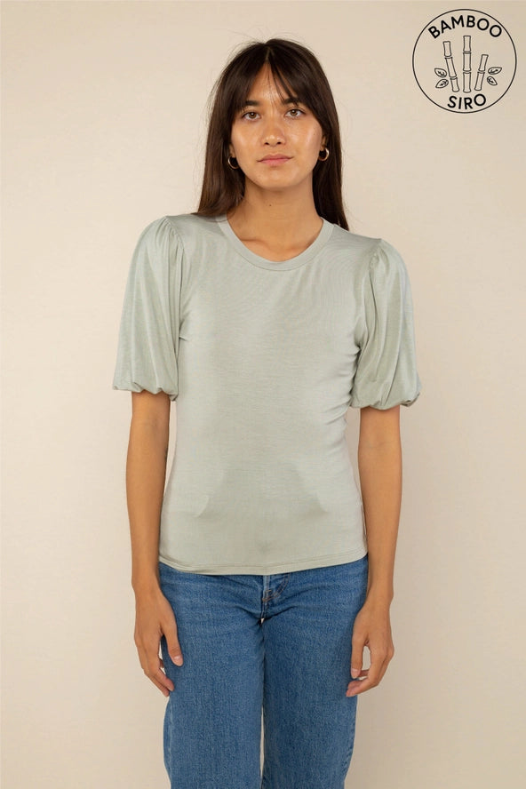 REAGAN BAMBOO PUFF TEE - SAGE