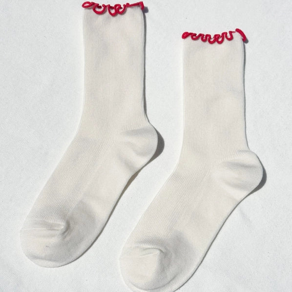 LE BON SHOPPE RUFFLED MODAL SOCKS - IVORY